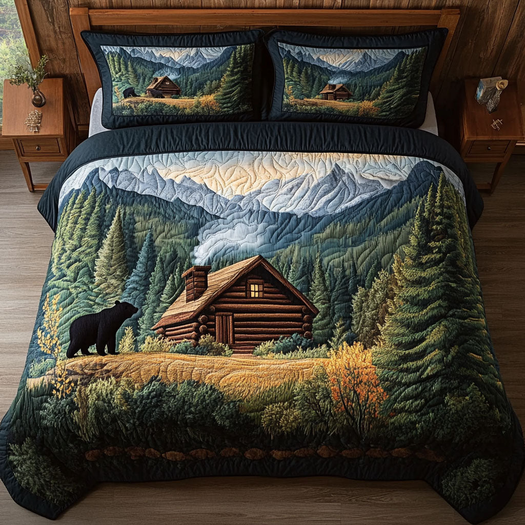 Smoky Log Haven Quilted Bedding Set Best Comforter Sets Presents For Wildlife Lovers