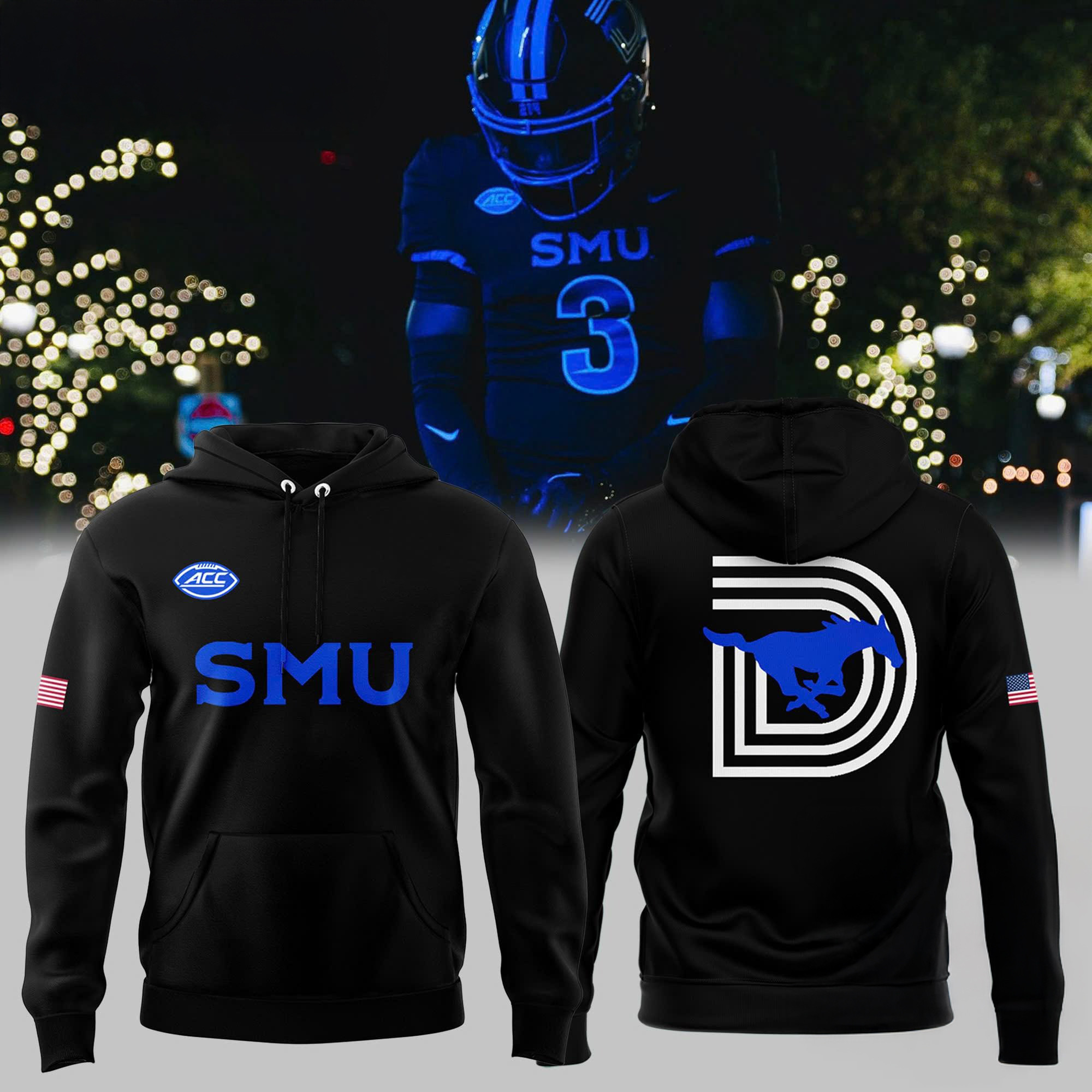 SMU Mustangs Football Limited Edition New Hoodie Football Related Gifts