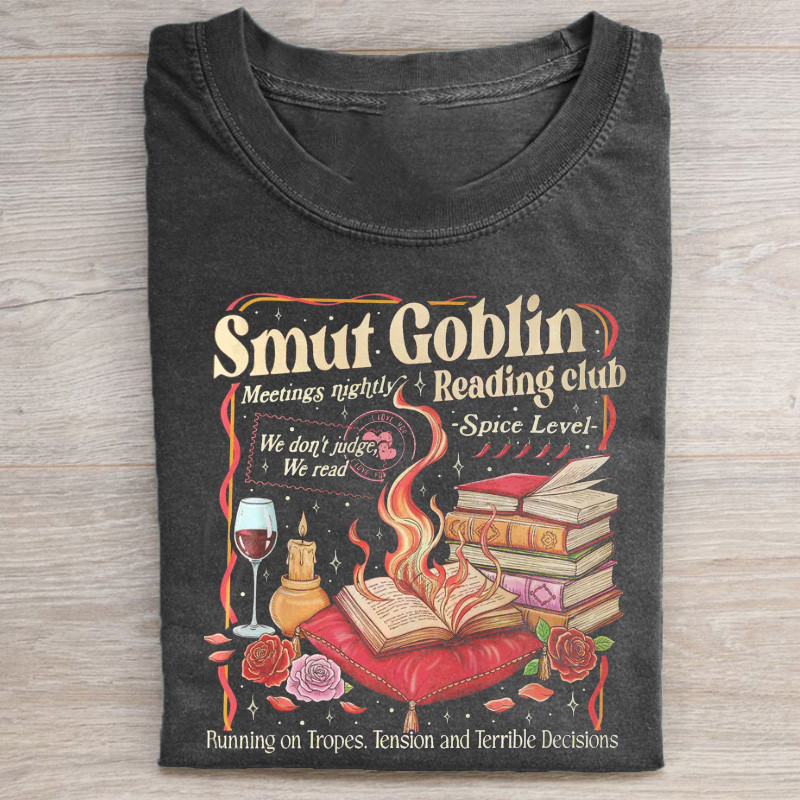 Smut Goblin Reading Club T-Shirt Funny Book Lover Clothing Gift For Women