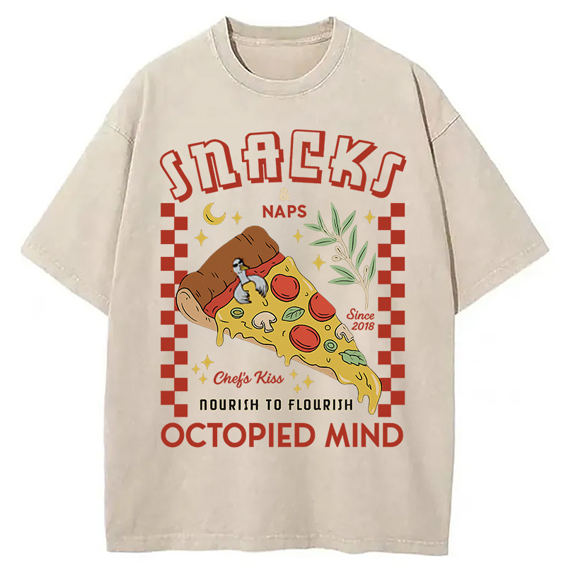 Snacks and Naps Washed T-Shirt Casual Oversized Outfit Style Gifts For Her