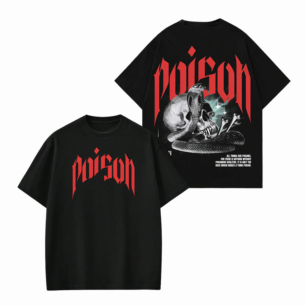 Snake Poison Skull T-Shirt Aesthetic Gothic Shirt Unique Gifts For Boyfriend