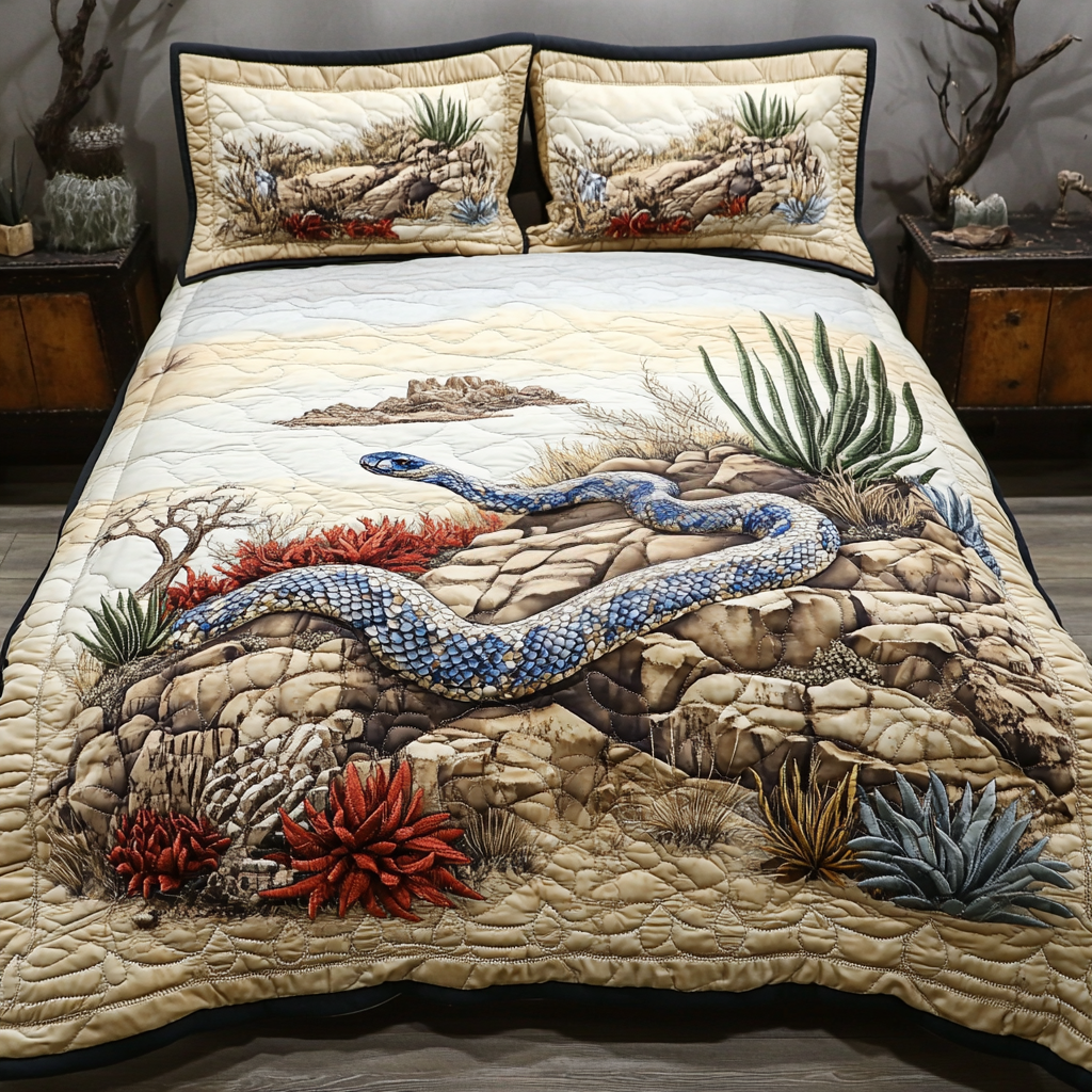 Snake Serenity Quilted Bedding Set Bed Decorations Christmas Gifts For Snake Lovers