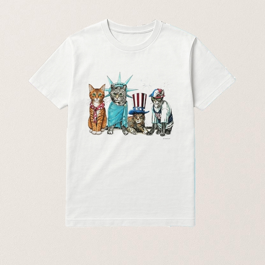 SNL Josh O'connor Patriotic USA Cats Shirt Fourth Of July Apparel Gifts For Cat Lovers