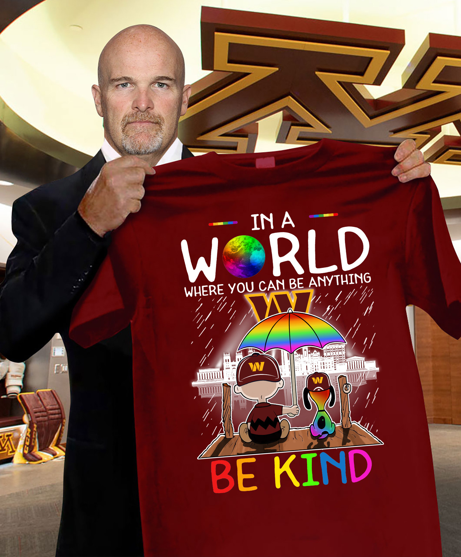 Snoopy And Charlie You Can Be Anything Be Kind Commanders Shirt Gifts For Football Fans