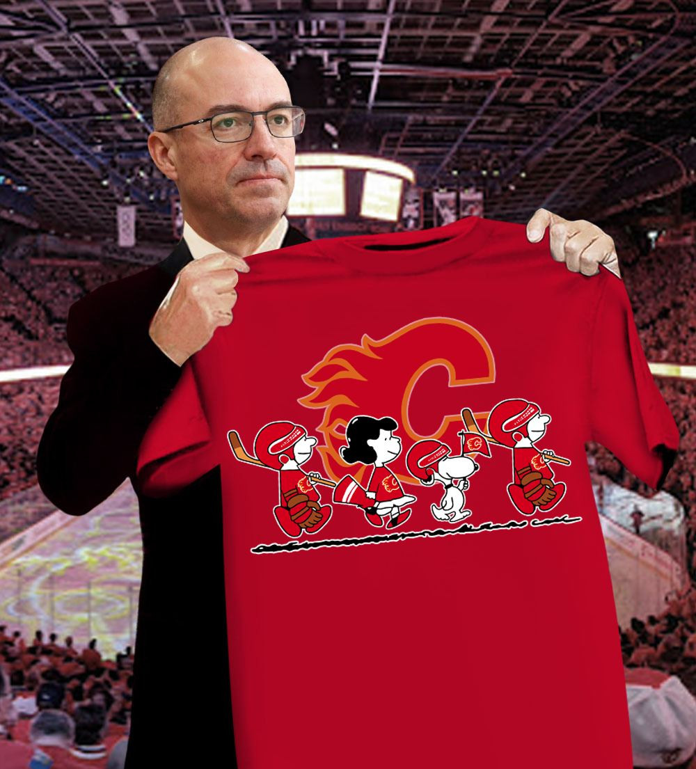 Snoopy And Friends Characters Calgary Flames Hockey T-Shirt Gifts For Hockey Fans