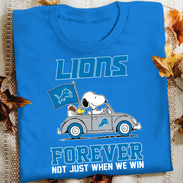 Snoopy And Woodstock Forever Not Just When We Win Detroit Lions T-Shirt Football Themed Gifts