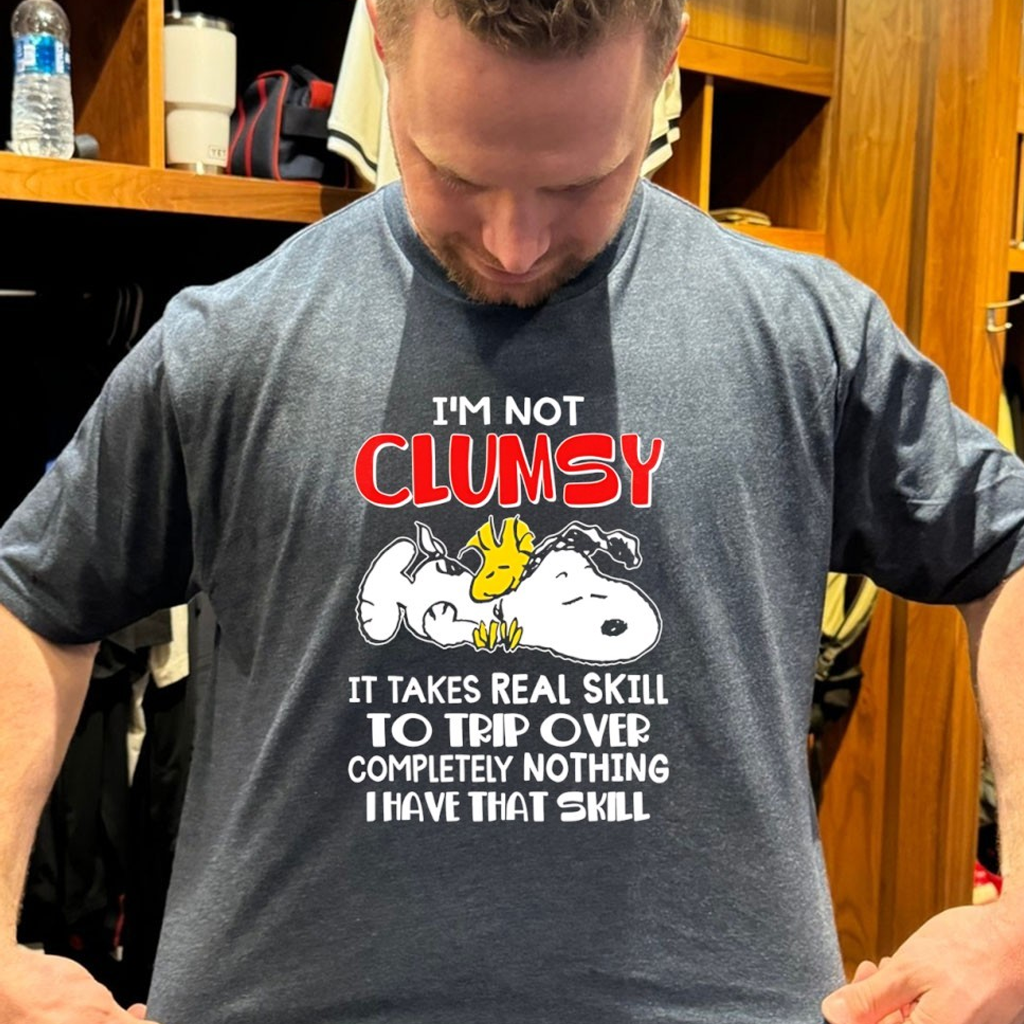 Snoopy And Woodstock I'm Not Clumsy It Takes Real Skill To Trip Over Completely Nothing Shirt
