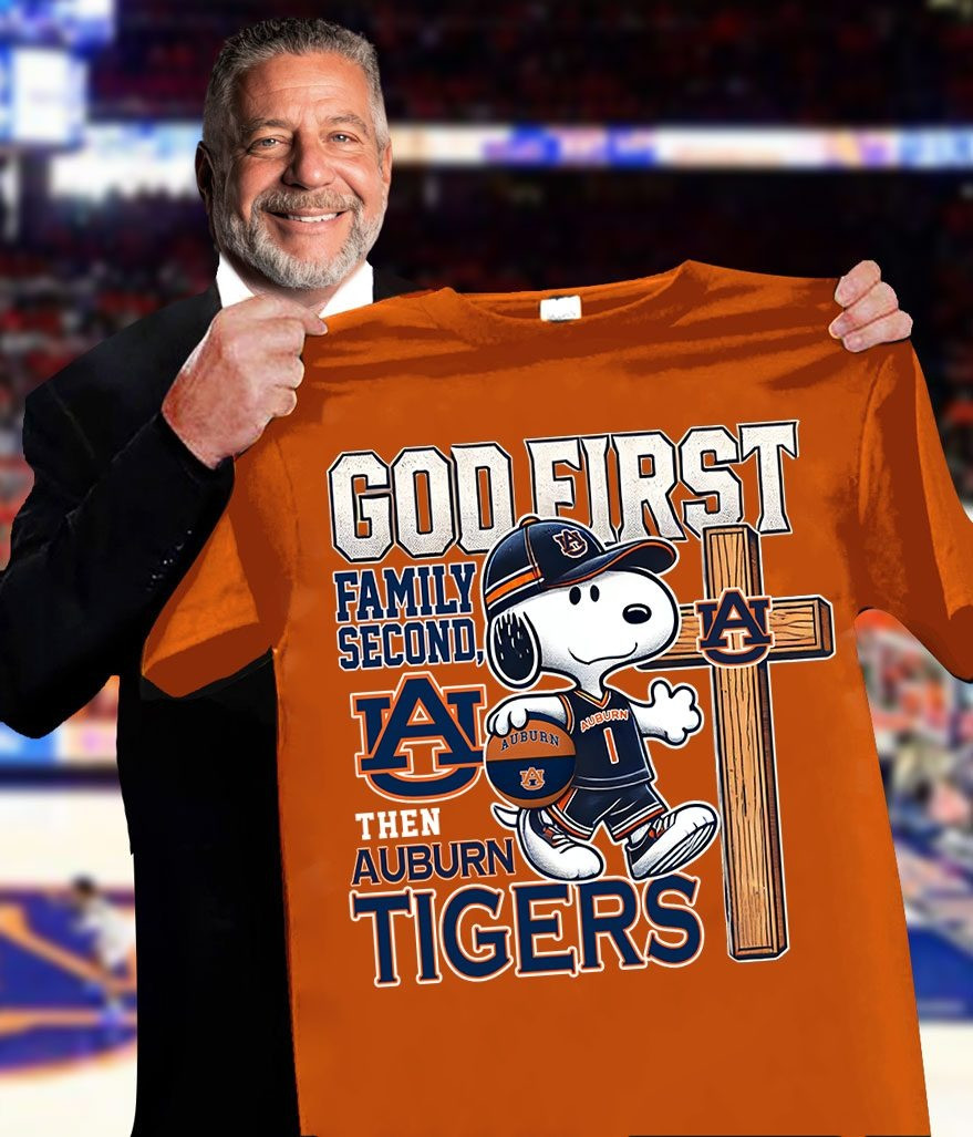 Snoopy God First Family Second Then Auburn Tigers T-Shirt Gifts For Auburn Tigers Fans