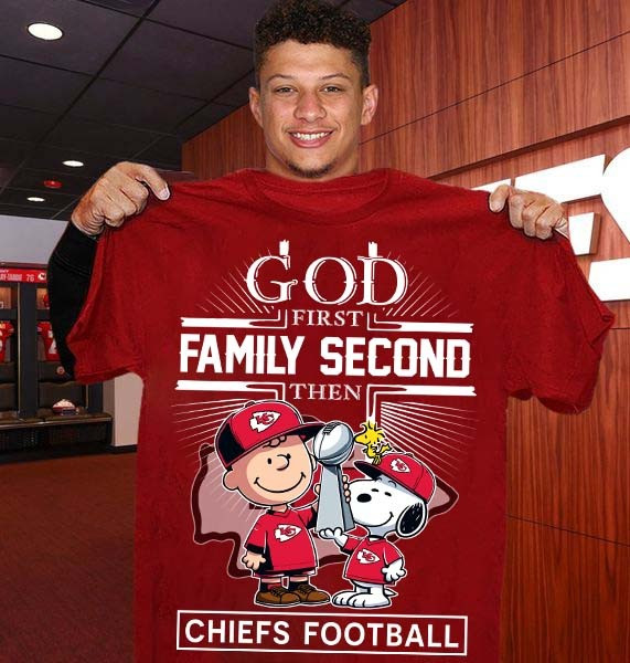 Snoopy God First Family Second Then Chiefs Shirt Gift For Kansas City Chiefs Fans Merch