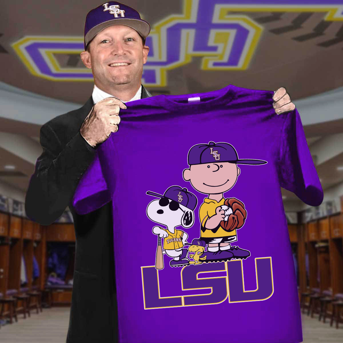 Snoopy LSU Tigers Baseball T-Shirt Funny LSU Baseball Shirt Gifts For Baseball Lovers