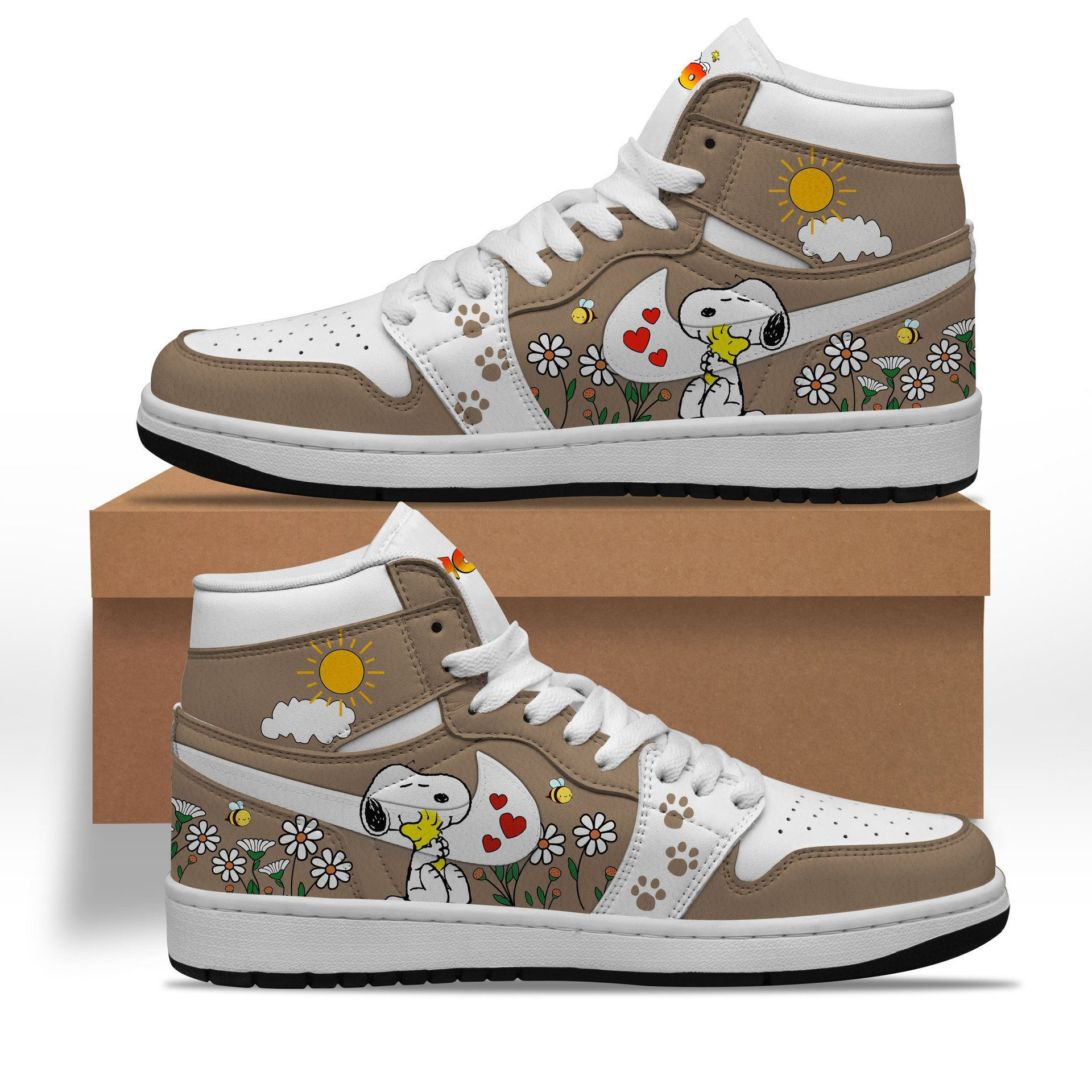 Snoopy Natural Air Jordan High Top Shoes Gifts For Men Women
