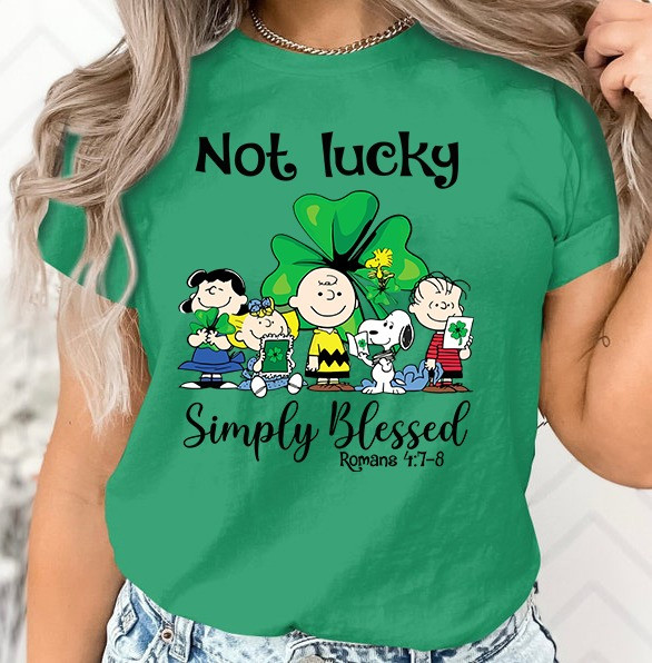Snoopy Not Lucky Simply Blessed St Patrick's Day Shirt Shamrock Cute Patrick's Day Gifts