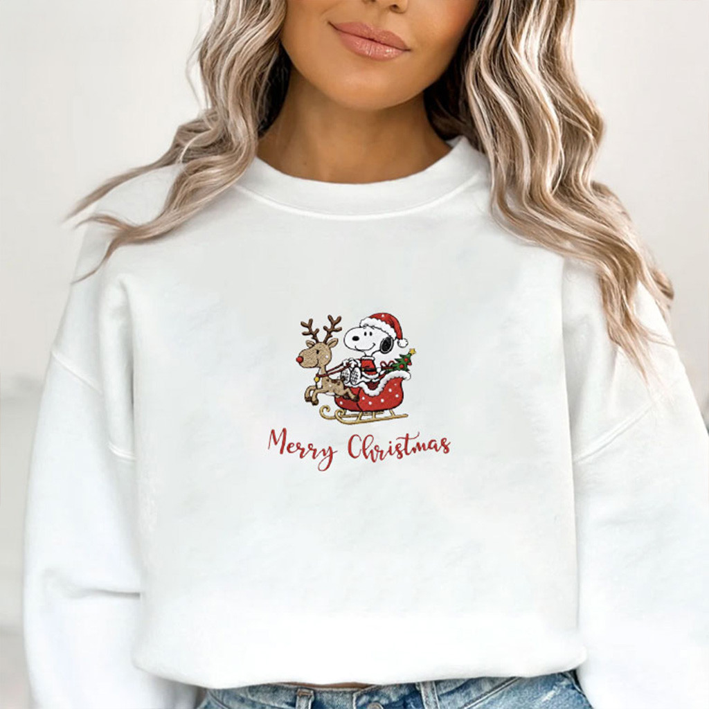 Snoopy Peanuts Cute Christmas Embroidered Sweatshirt Christmas Gifts For Sister Snoopy Peanuts Cute Christmas Embroidered Sweatshirt Christmas Gifts For Sister