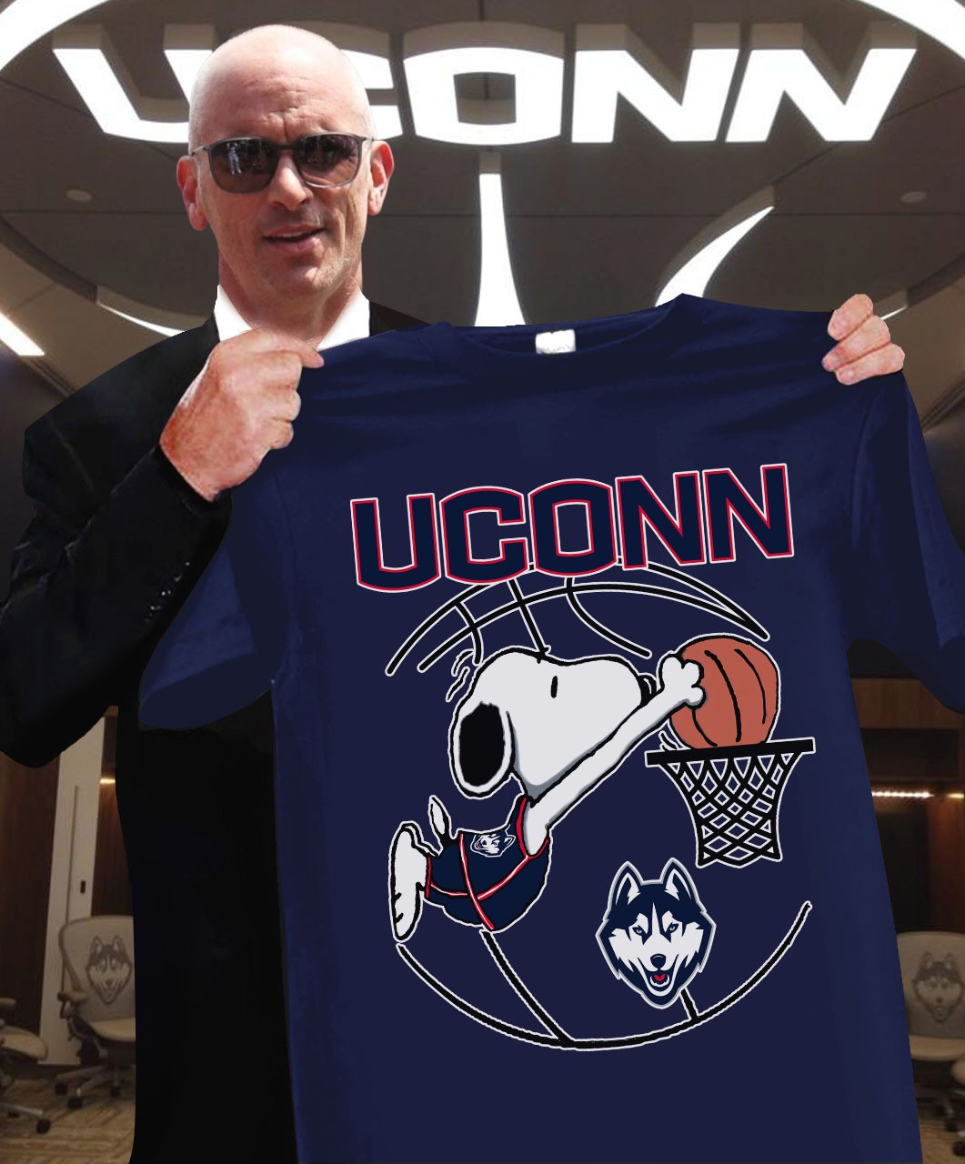Snoopy UConn Huskies Baseball T-Shirt Cute Gifts For UConn Huskies Fans