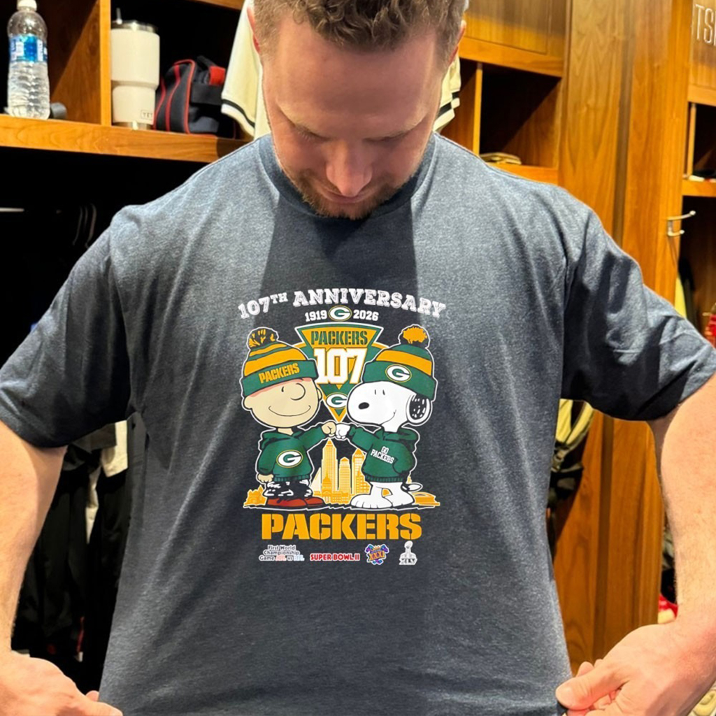 Snoppy Green Bay Packers 107Th Anniversary 1919 2026 Skyline T Shirt