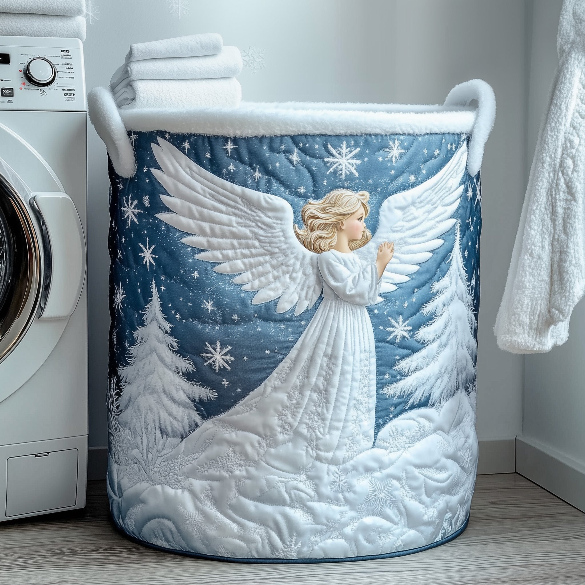 Snow Angel Quilted Laundry Basket Perfect Gift For Your House