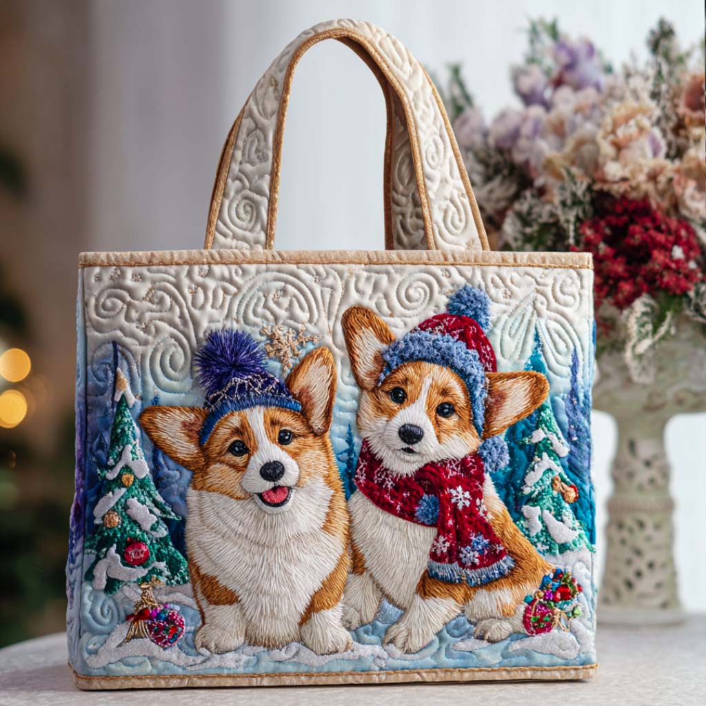 Snow Buddies Quilted Tote Bag Birthday Present For Dog Lovers