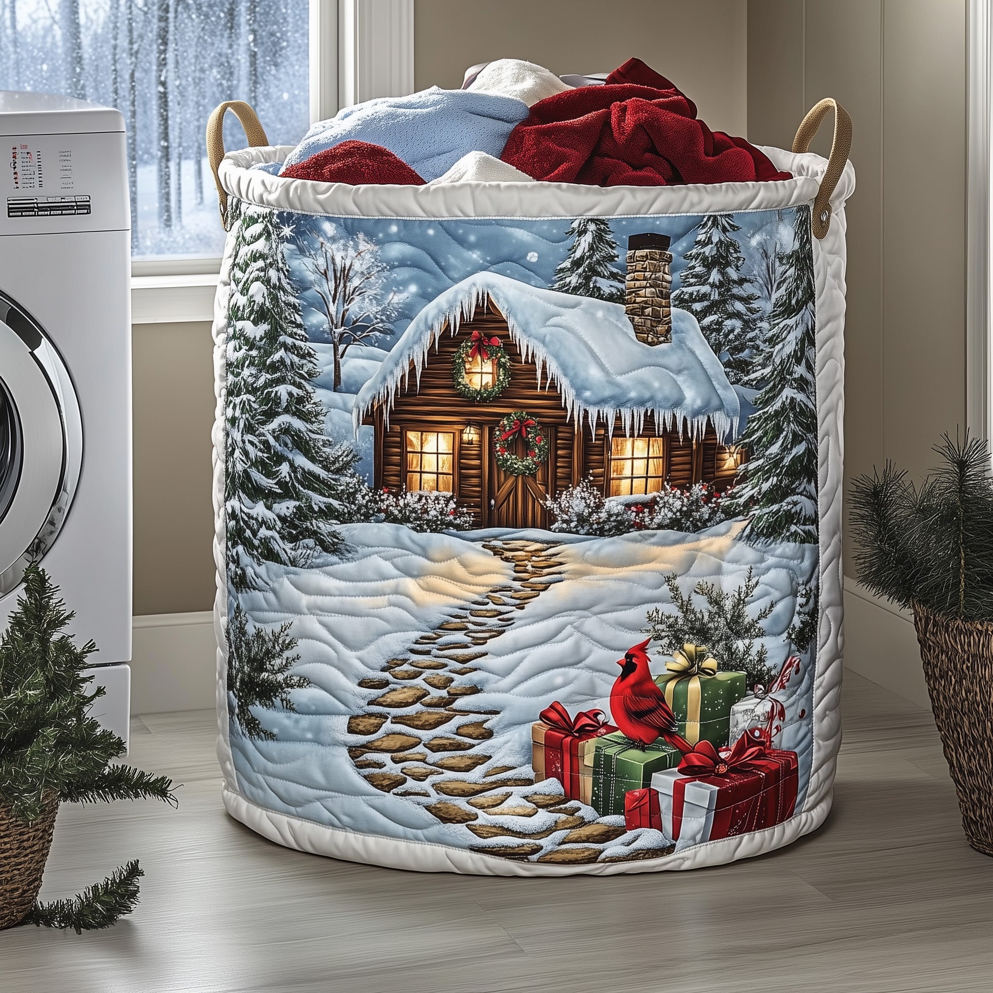 Snow Cabin Quilted Laundry Basket Great Idea For New Home