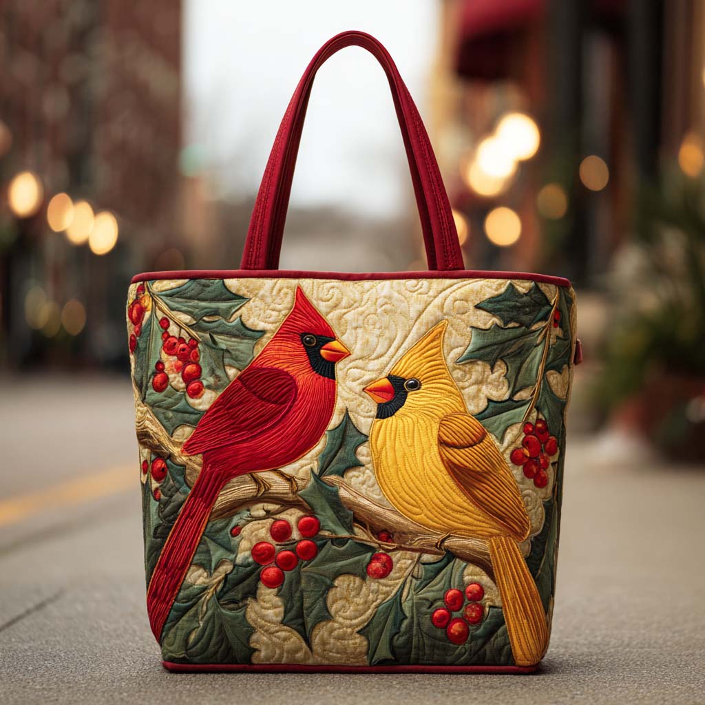 Snow Cardinal Quilted Tote Bag Cardinal Gifts For Men