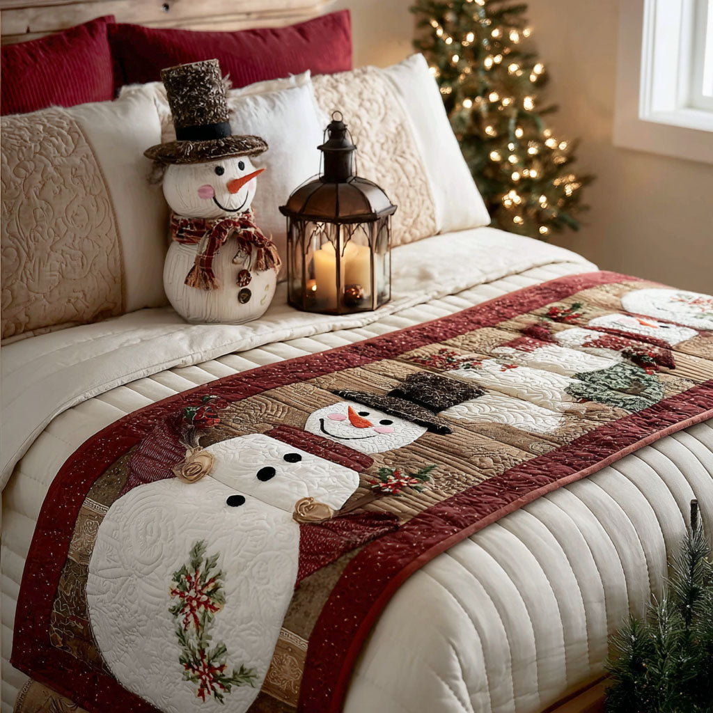 Snow Delight Quilted Bed Runner Bed Christmas Decor Best Christmas Gifts