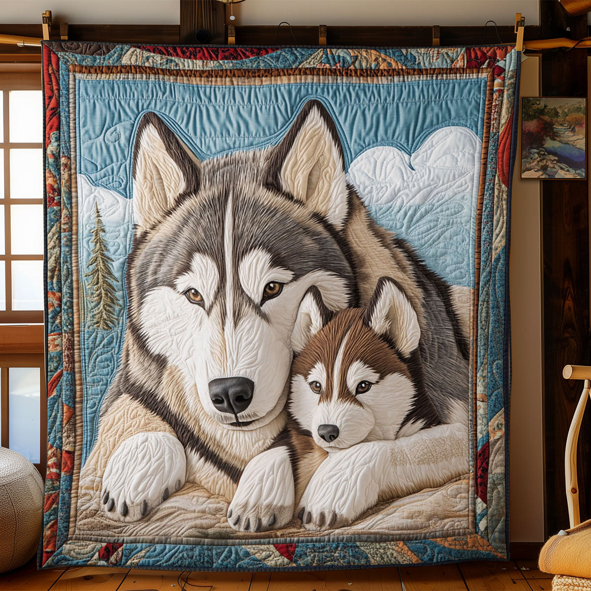 Snow Family Quilt Luxury Quilt Blanket with Decorative Stitching