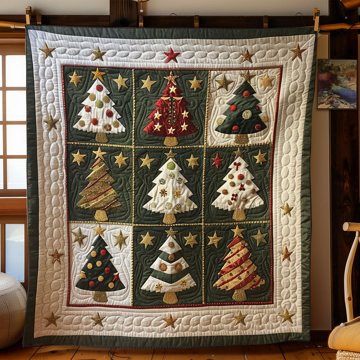 Snow Forest Quilt Premium Quilt Blanket for Family and Guests