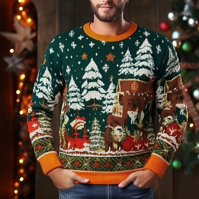 Snow Forest Ugly Christmas Sweater Pine Tree Christmas Holiday Cute Outfit Gifs For Him