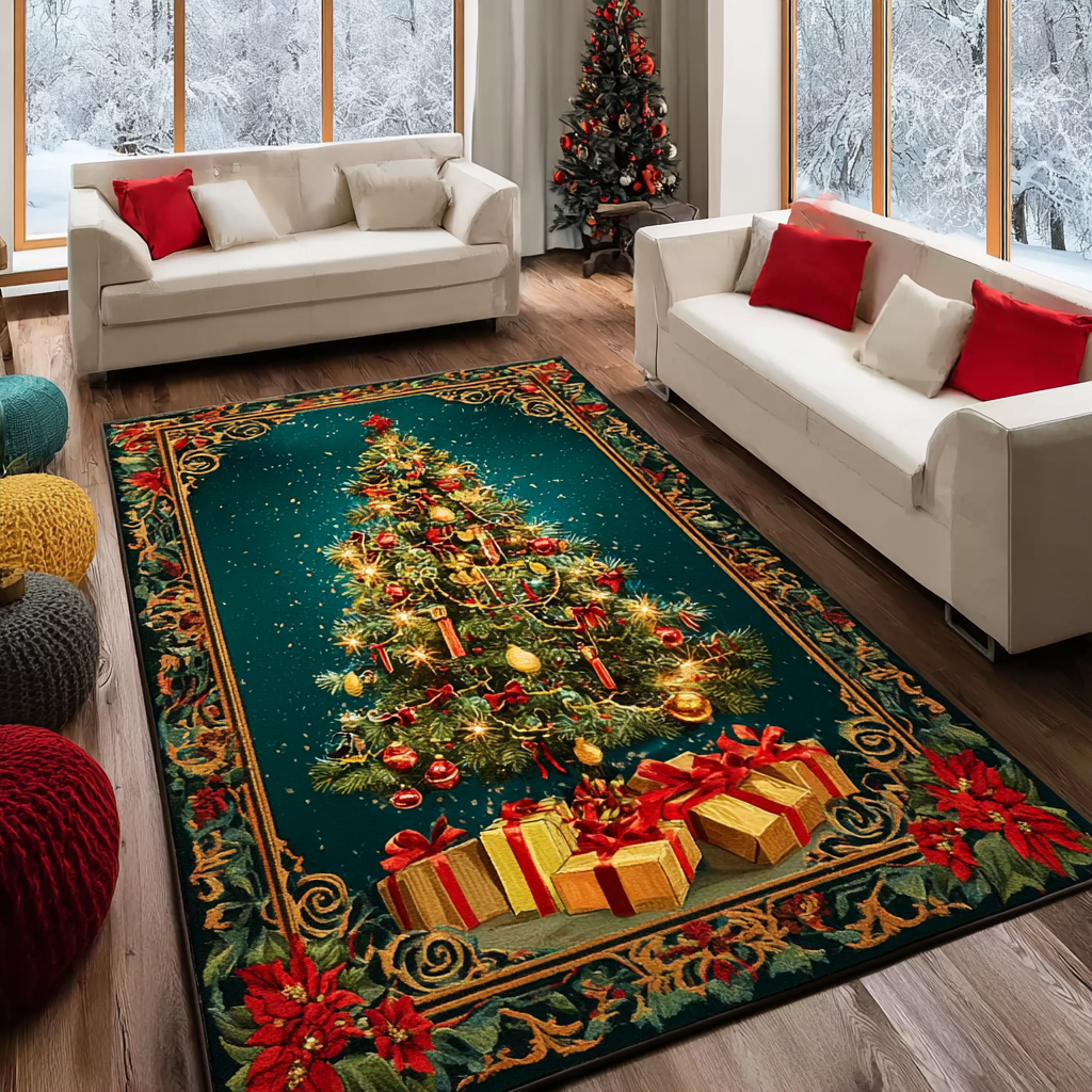 Snow Glow Area Rug Dining Room Table Decorated For Christmas Christmas Gifts For Young Men