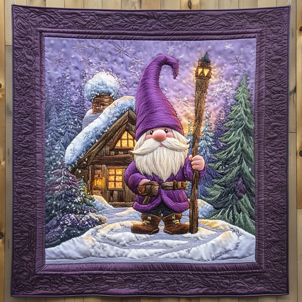 Snow Glow Gnome Quilted Blanket Throws For Couch Gnome Christmas Gifts