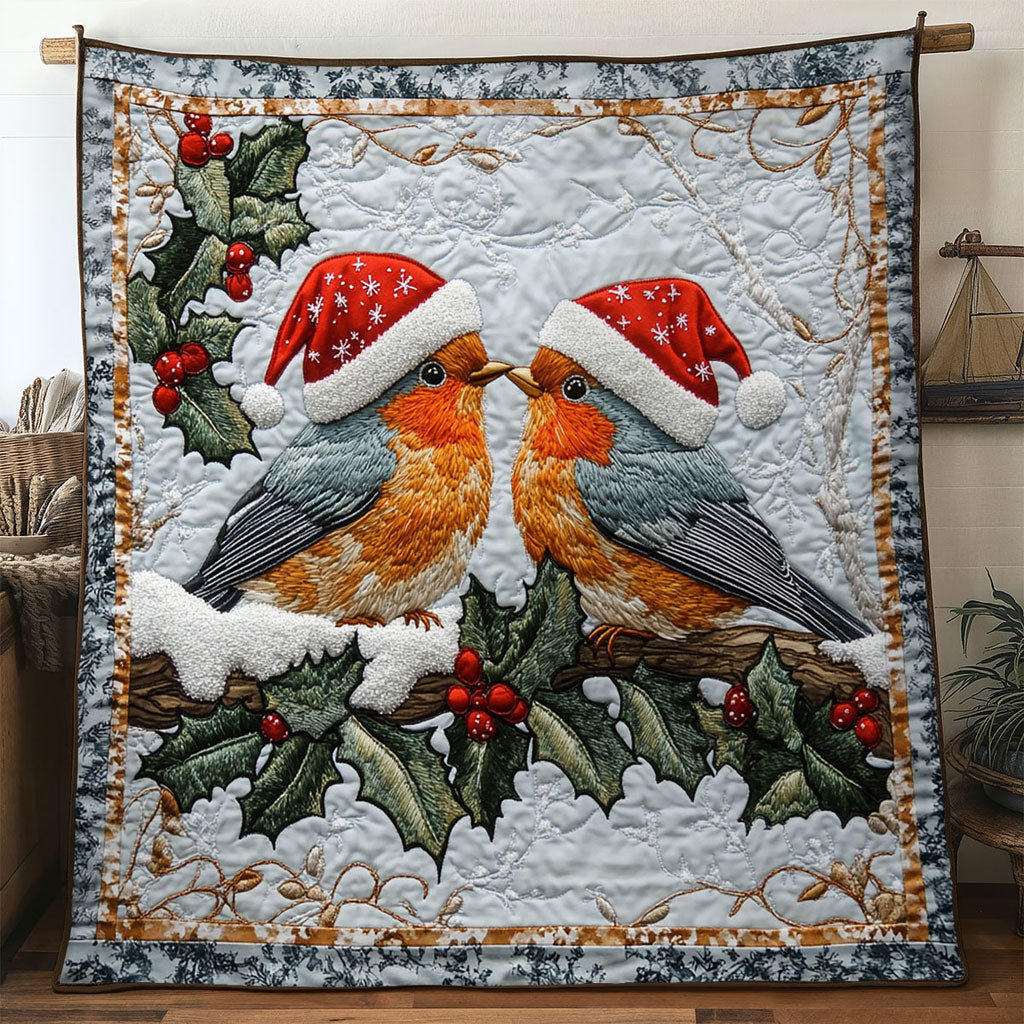 Snow Harmony European Robin Quilt Practical Quilt Blanket Gift for Comfort and Style