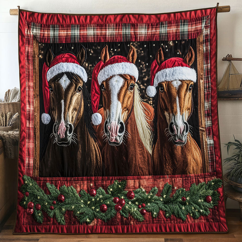 Snow Horse Blessing Quilt Soft Quilt Blanket Gift for Comfortable Nights