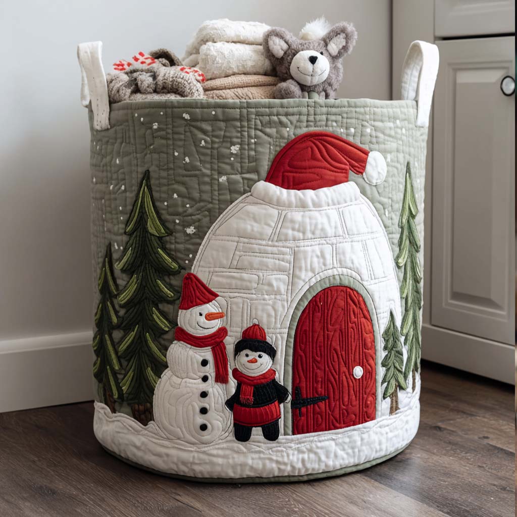 Snow Igloo Quilted Laundry Basket Holiday Season Merch
