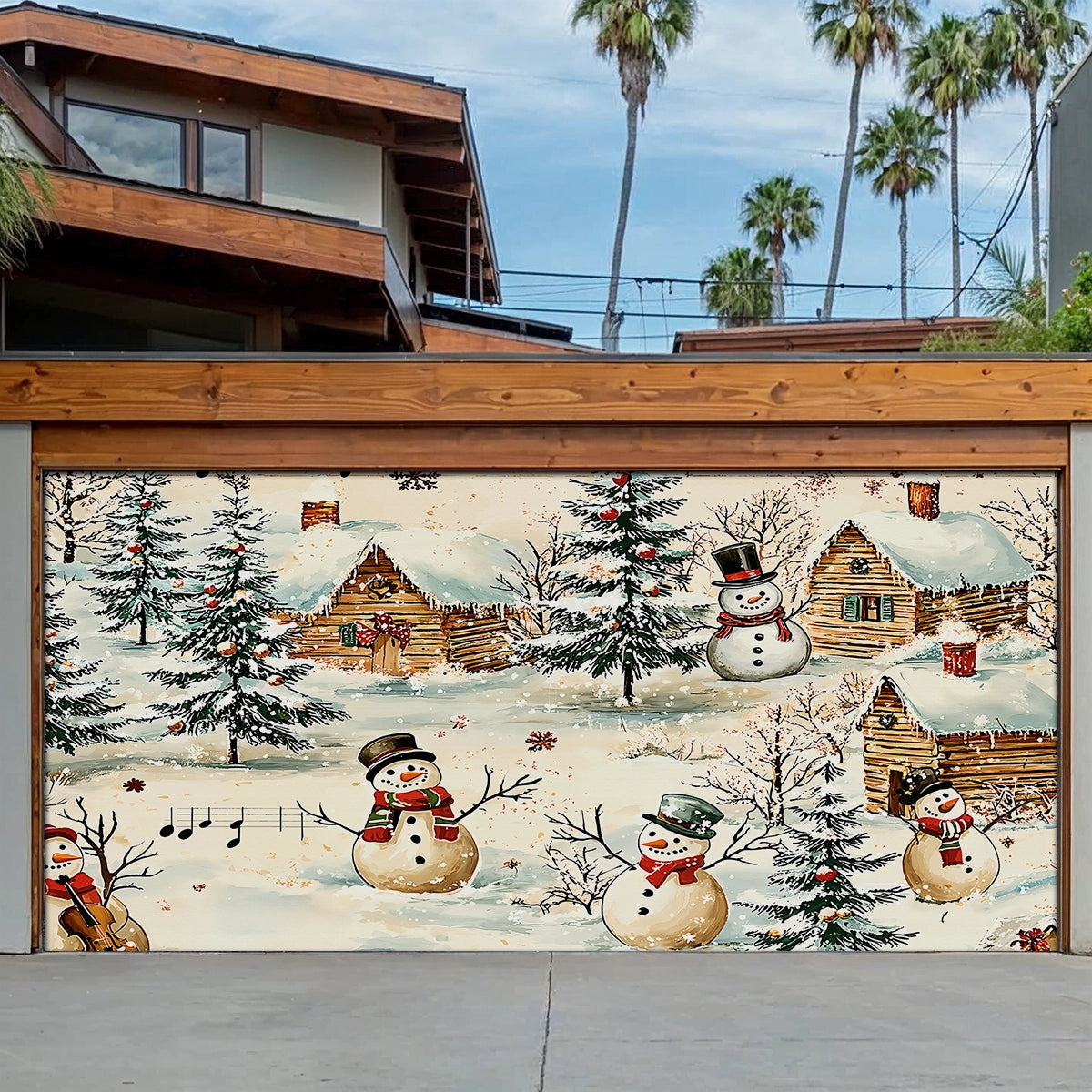 Snow Melody Christmas Garage Door Banner Garage Christmas Decor Snowman Lover Xmas Gifts