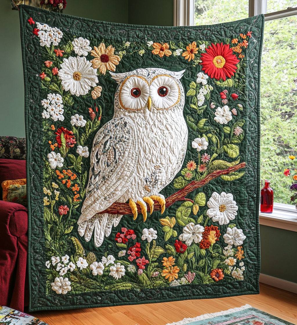Snow Owl Quilted Blanket Gift For Owl Lover