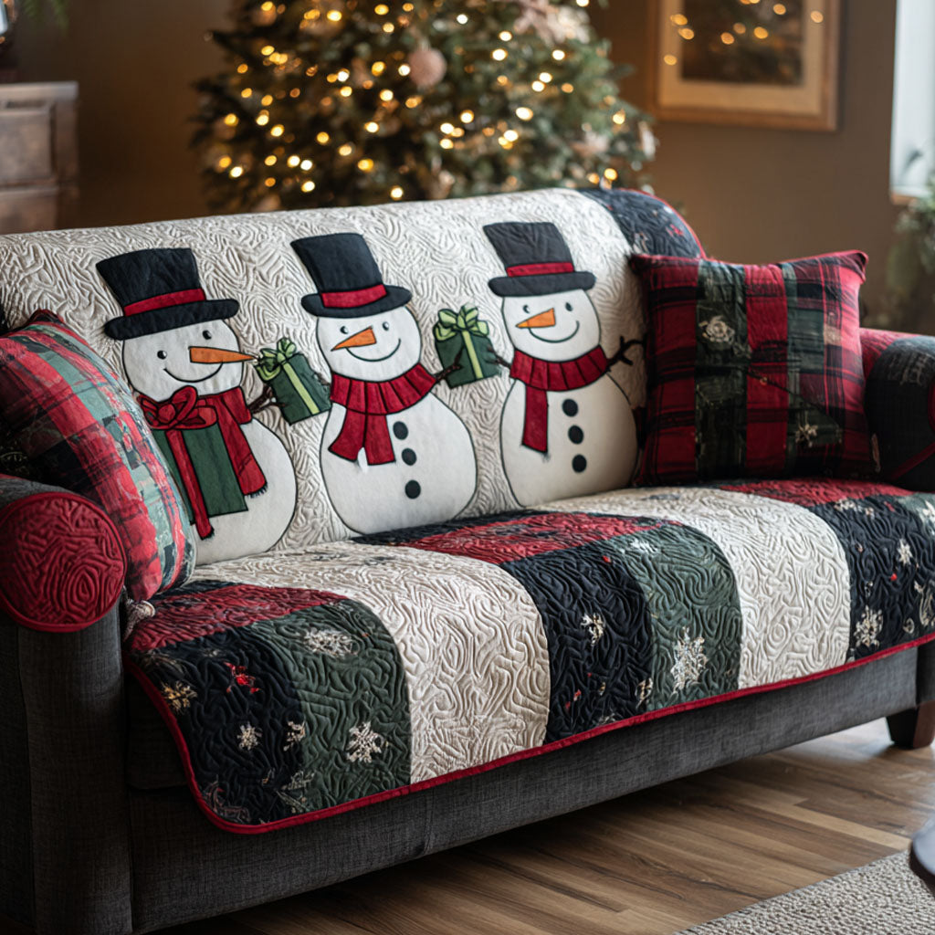 Snow Parade Quilted Sofa Cover Holiday Couch Covers Gifts For My Mother In Law