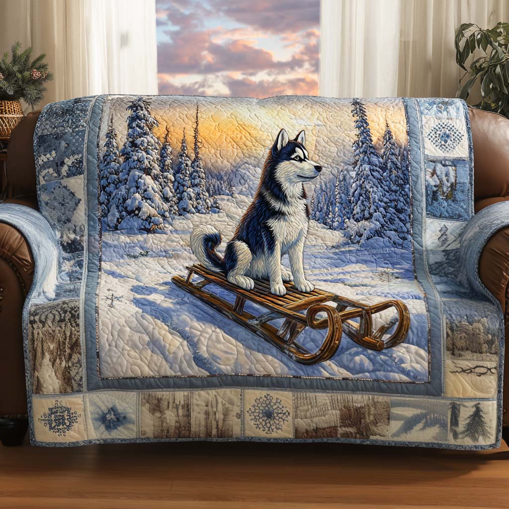 Snow Trail Guardian Quilted Sofa Cover Christmas Living Decor Dog Gifts For Dog Lovers