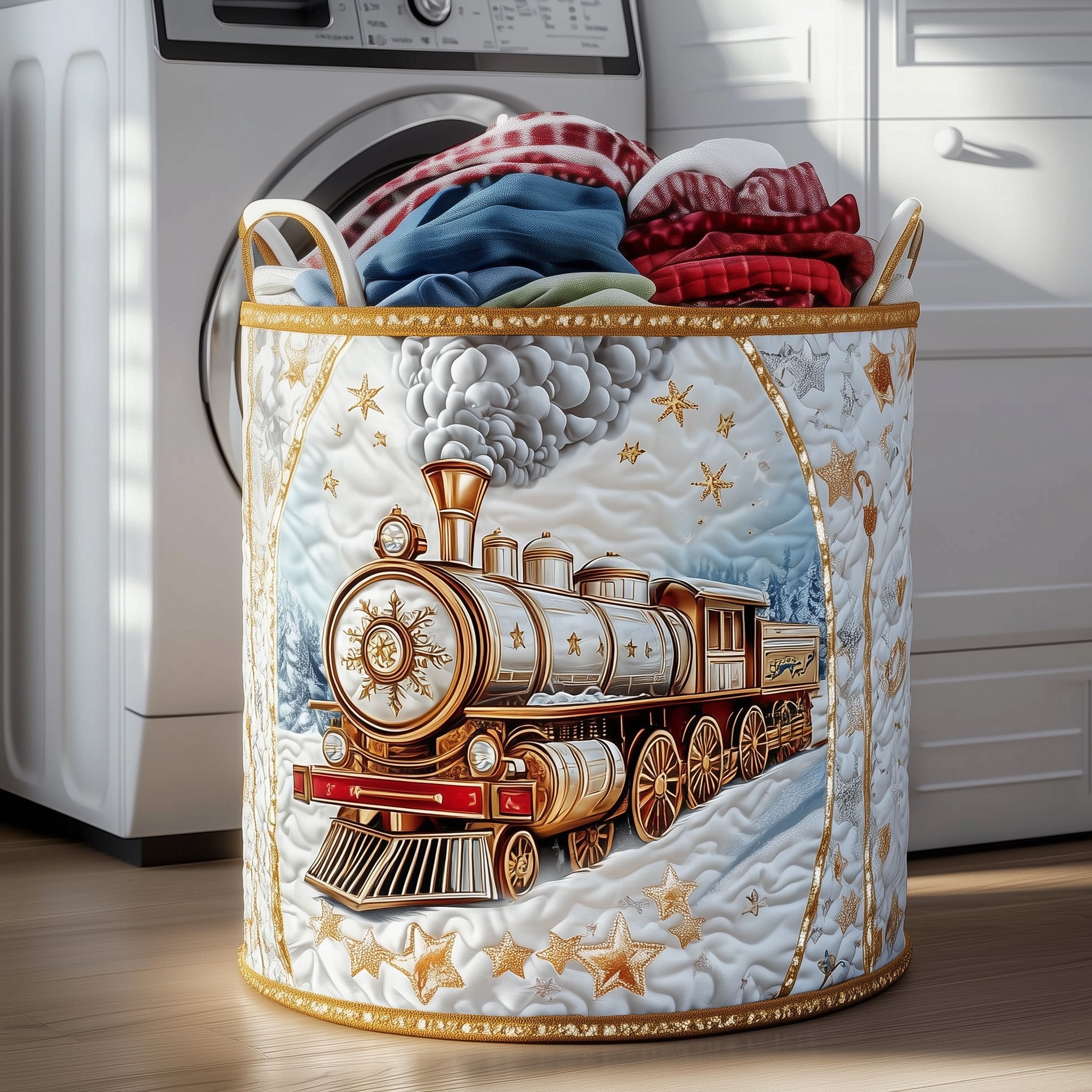 Snow Train Quilted Laundry Basket Christmas Gift Ideas For Her