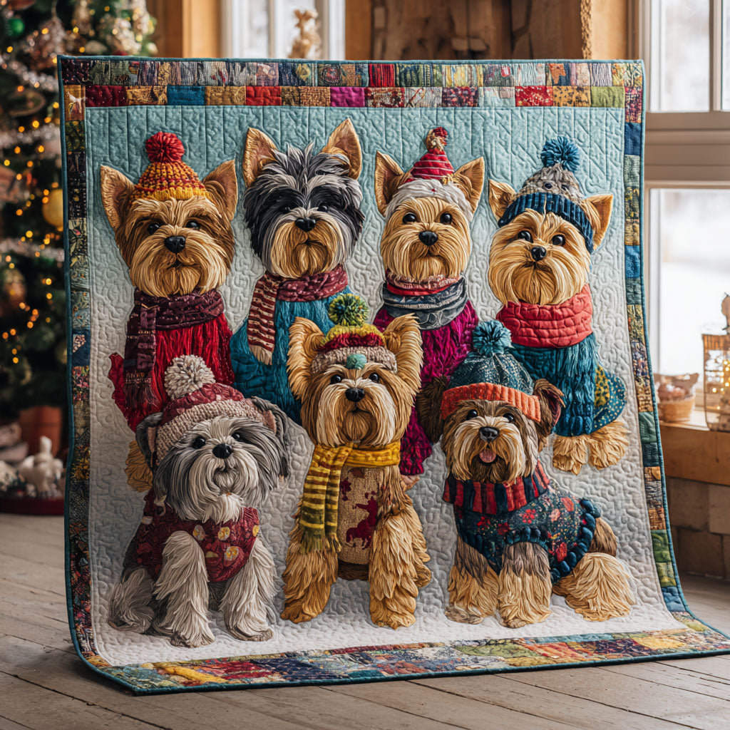 Snow Yorkie Quilt Lovely Quilt Blanket Gift for Holiday Celebrations