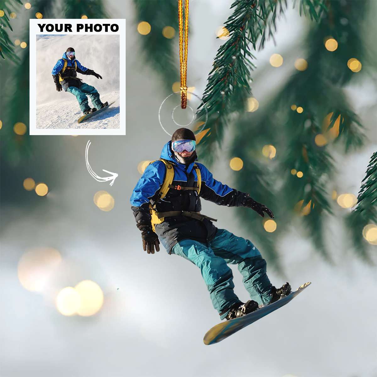 Snowboard Ornament Personalized Photo Mica Ornament Customized Your Photo Ornament