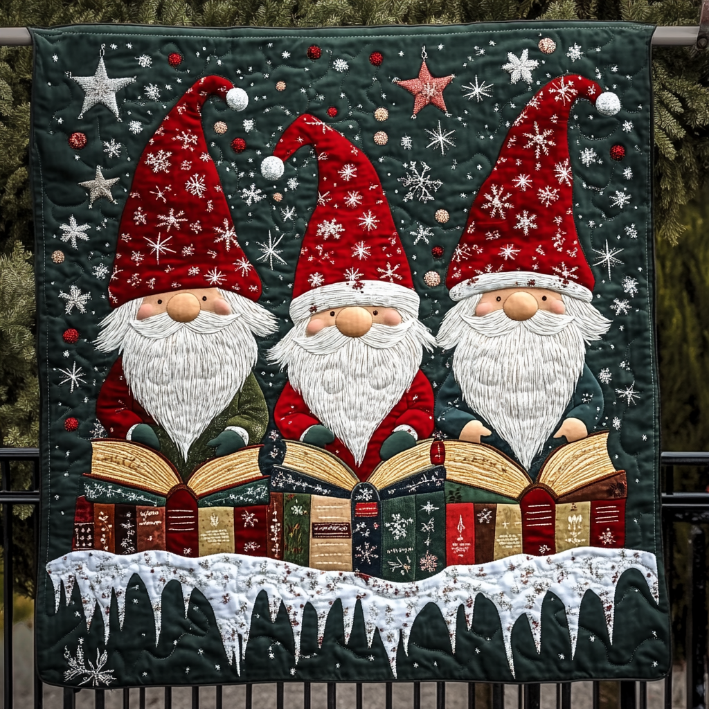 Snowbound Gnome Quilted Blanket Christmas Throw Blankets Presents For Mom