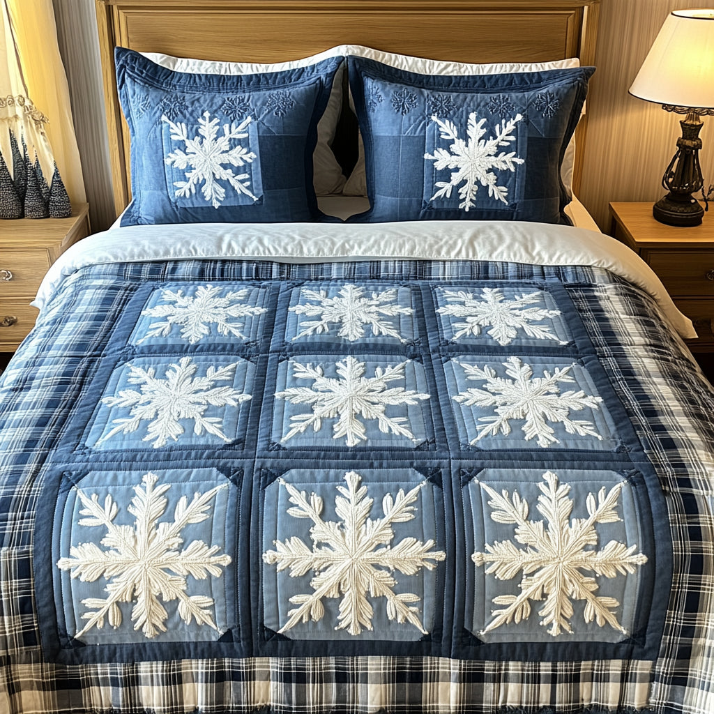 Snowfall Serenity Quilted Bedding Set Twin Comforter Sets Cozy Holiday Surprise For Mom