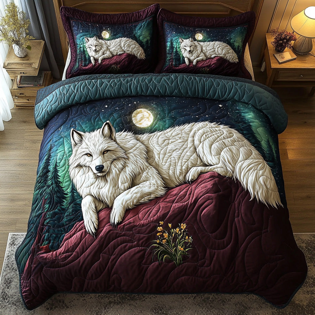 Snowfang Quilted Bedding Set Bedspread Set Wolf Gifts For Him