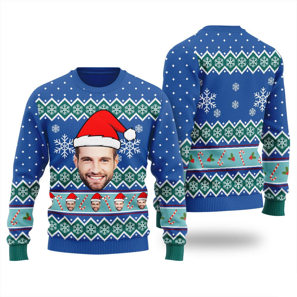 Snowflake And Candy Canes Custom Ugly Sweater Mens Ugly Christmas Gifts