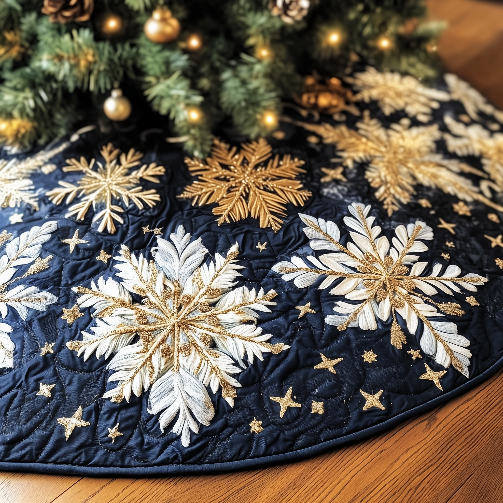 Snowflake Quilted Tree Skirt Meaningful Anniversary Gift Merch