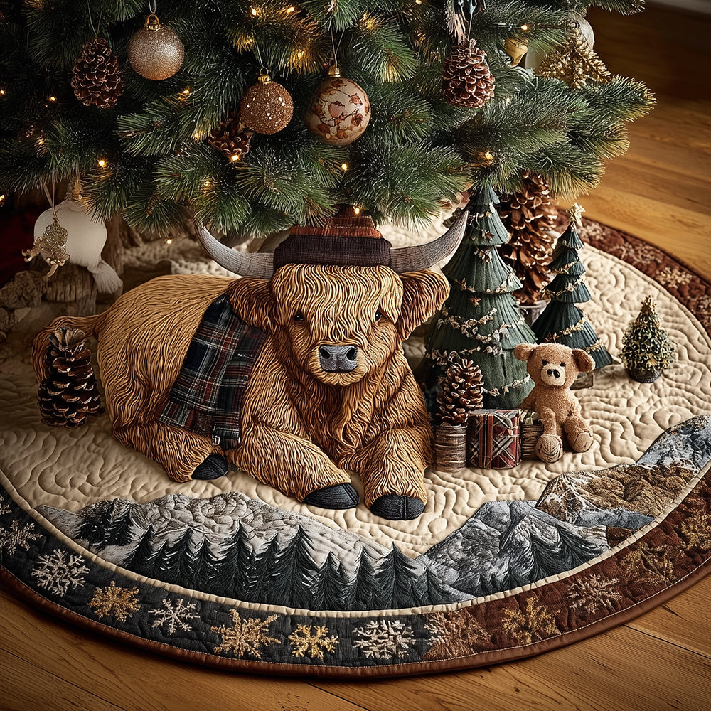 Snowflake Snout Christmas Quilted Tree Skirt Holiday Decorations Christmas Gifts For Cow Lovers