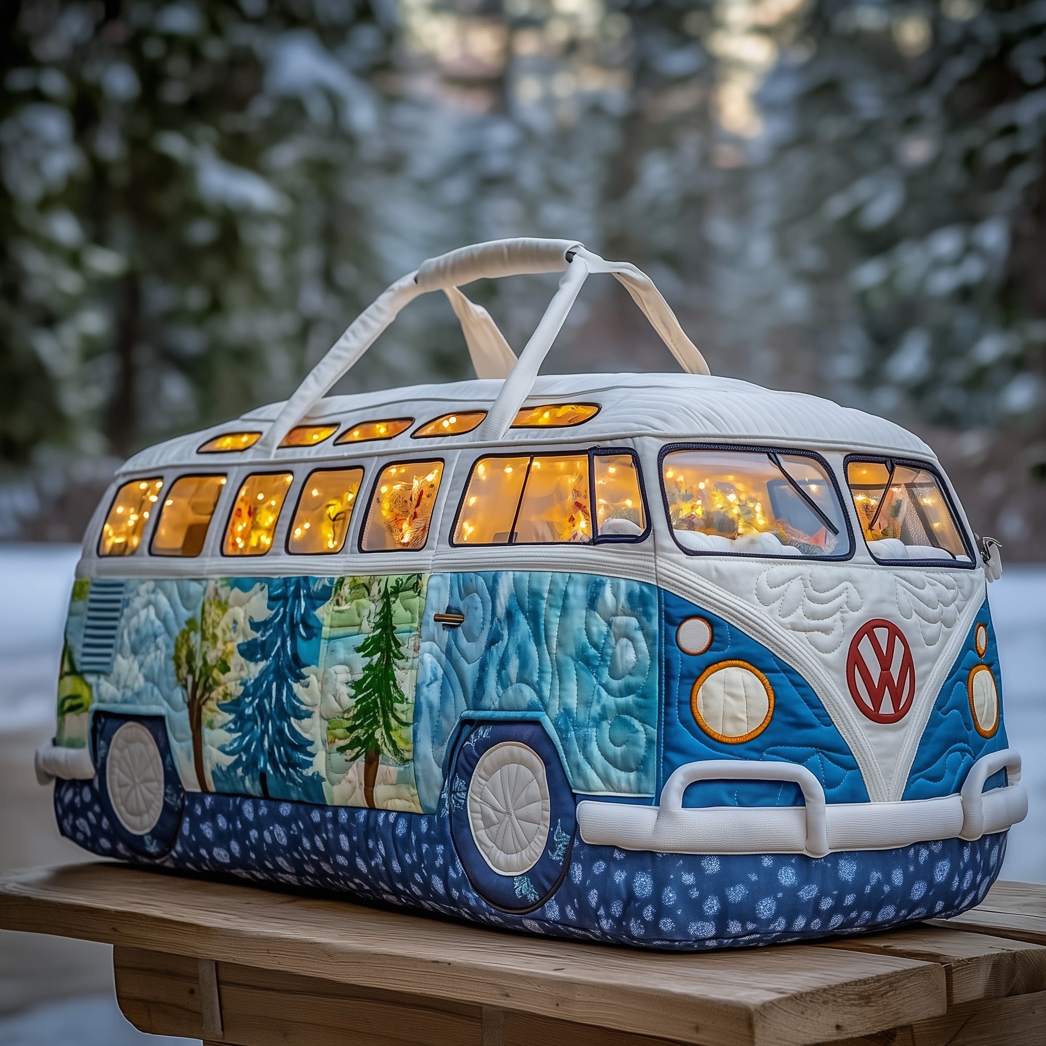 Snowflake Van Quilted Duffle Bag Daily Essentials Organizer