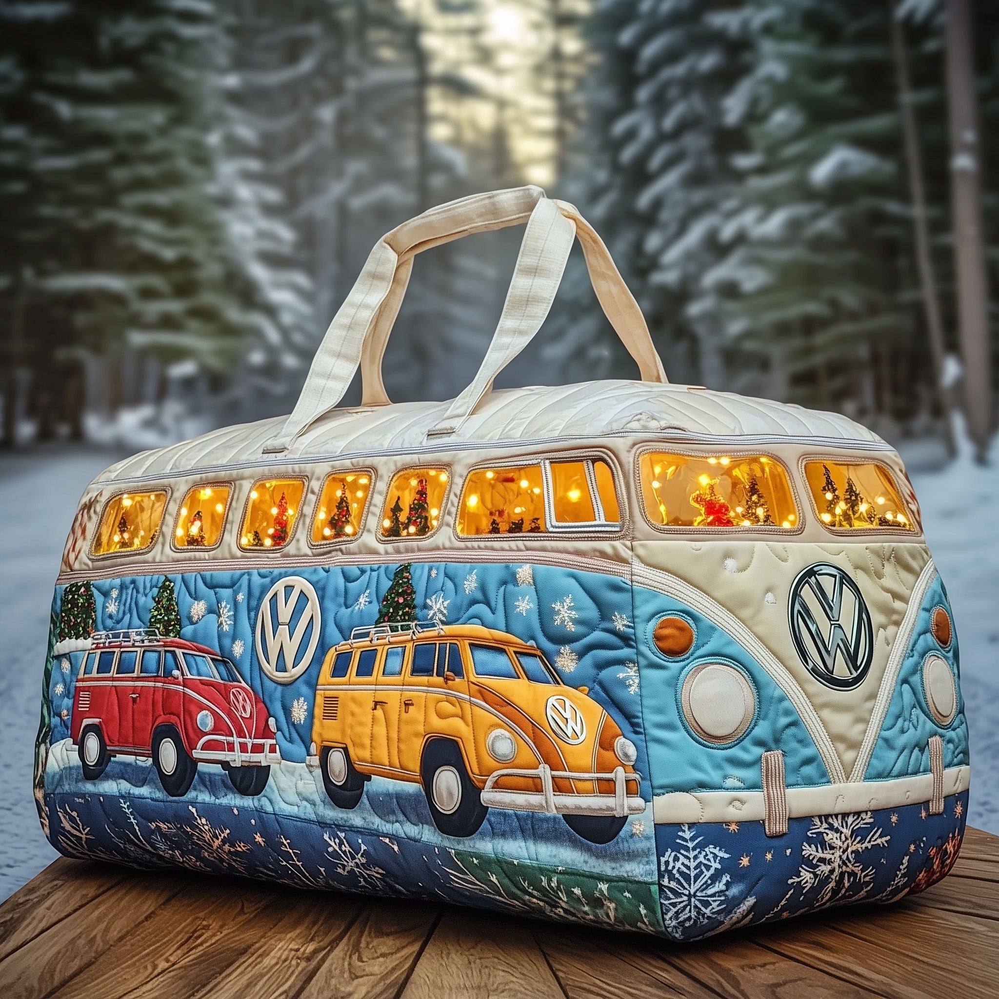 Snowflake Van Quilted Duffle Bag For Daily Commute