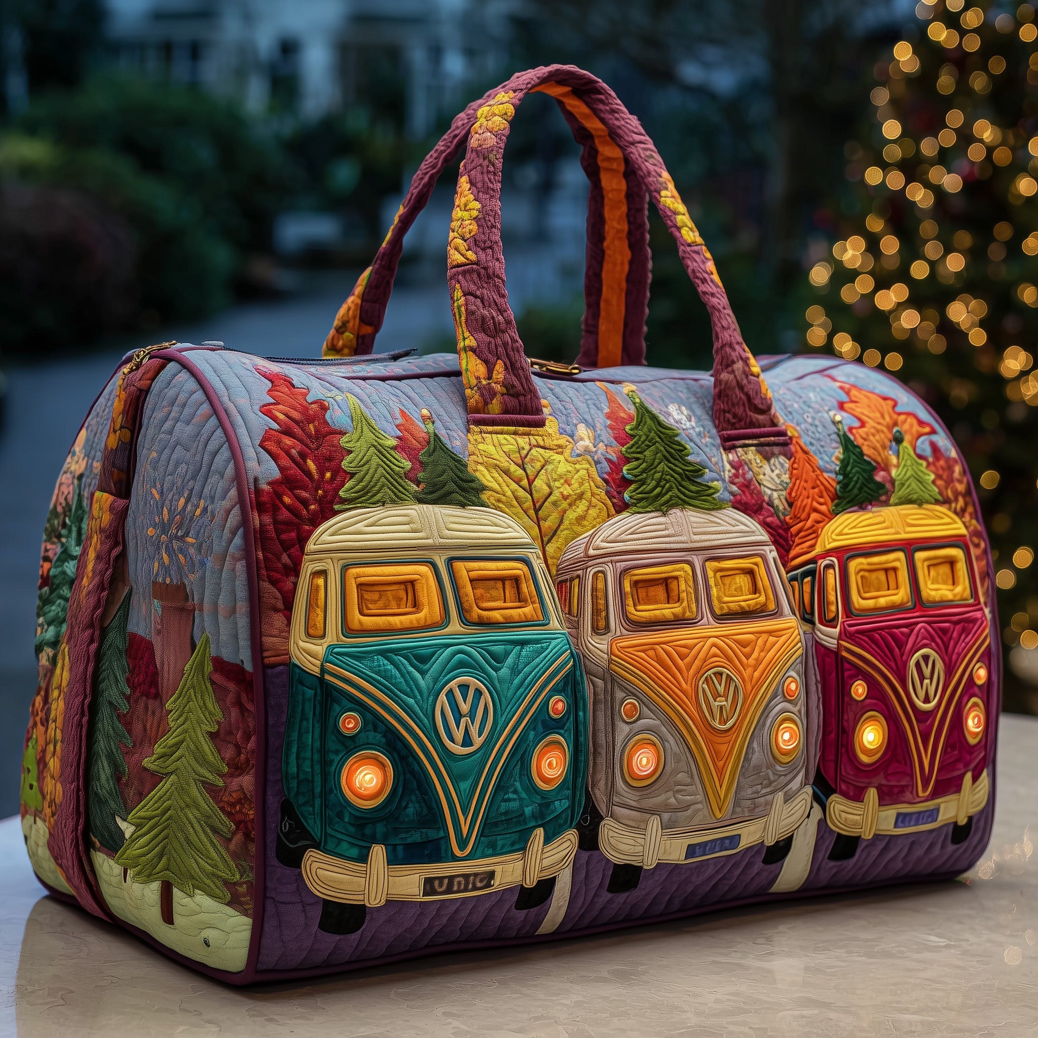 Snowflake Van Quilted Duffle Bag For Outdoor Activities
