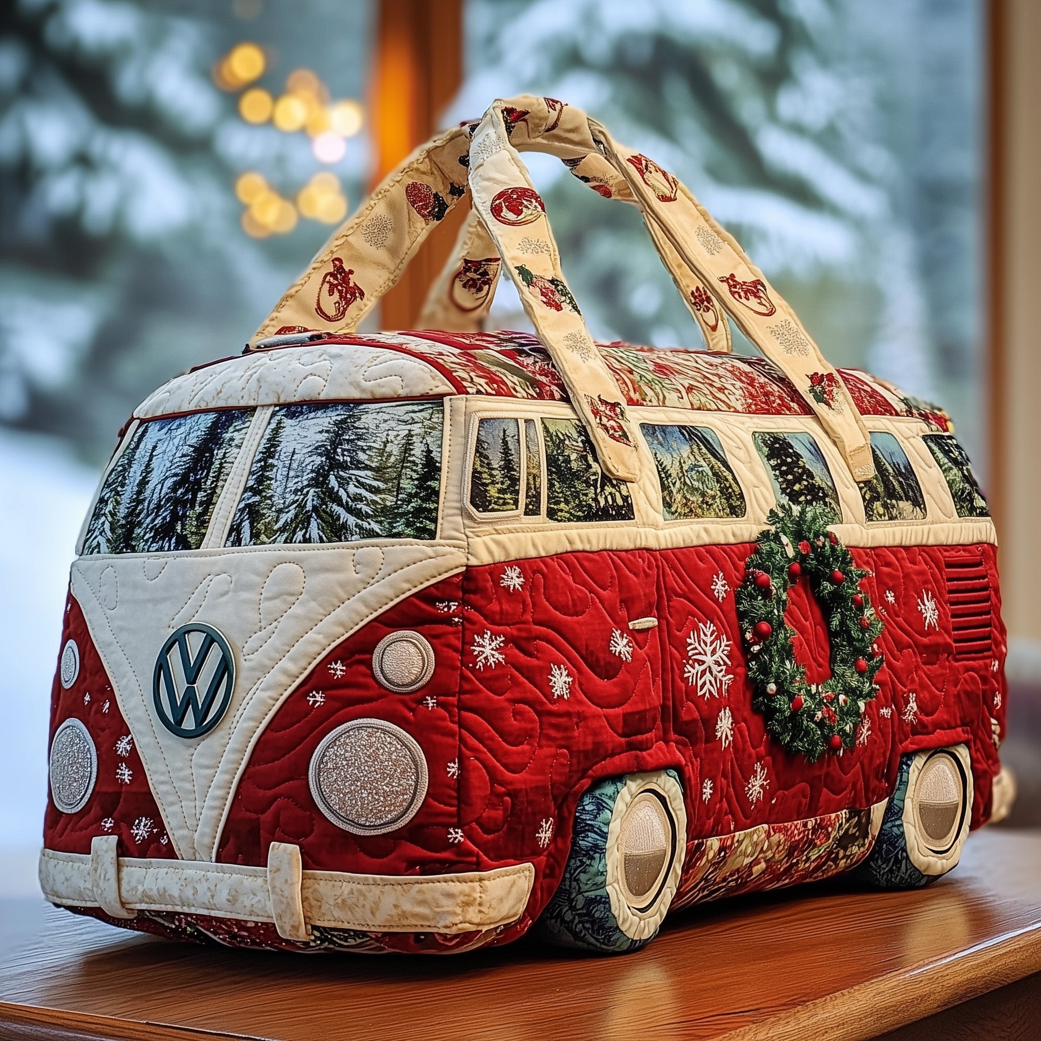 Snowflake Van Quilted Duffle Bag Travel Friendly Design