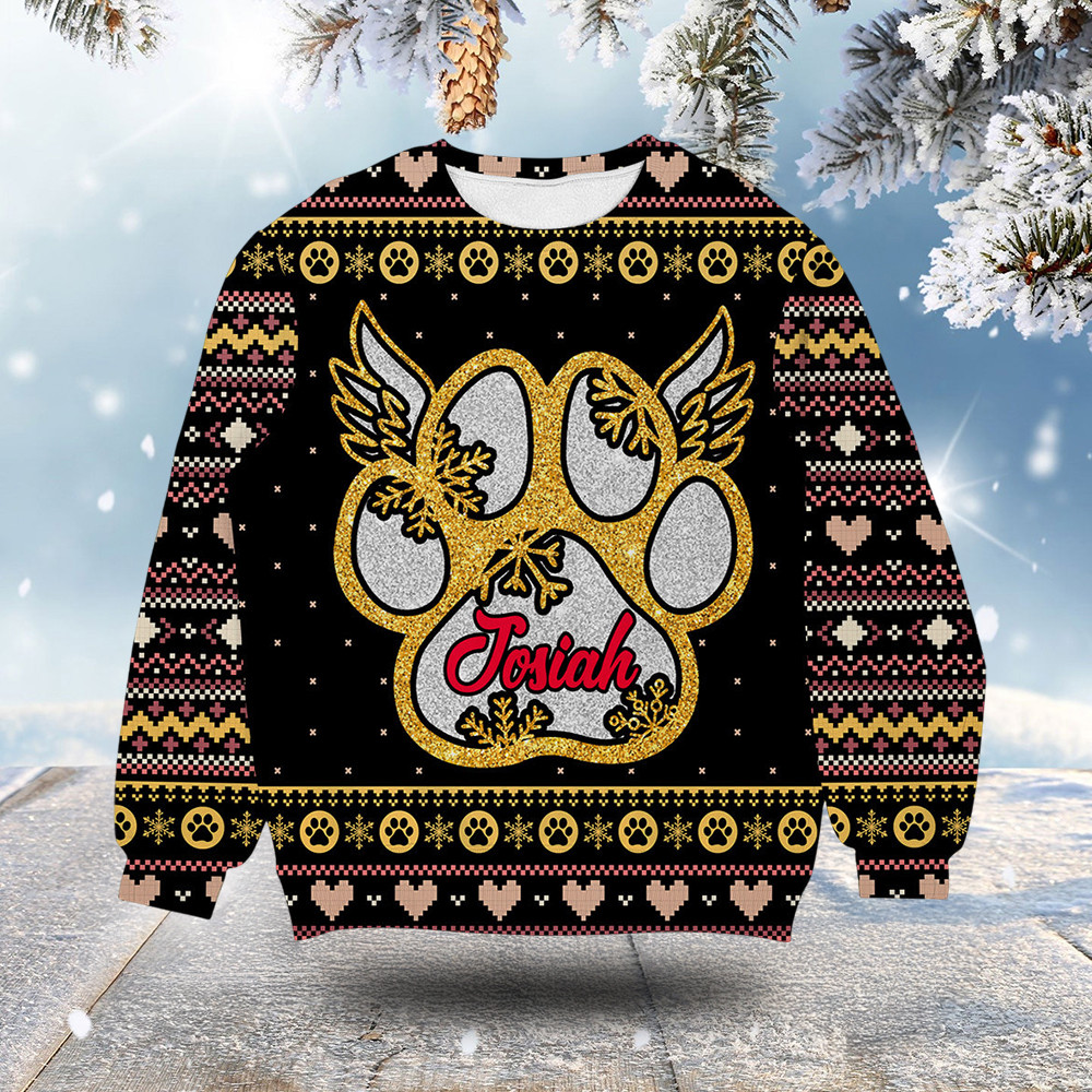 Snowflake Wings Paw Memorial Ugly Christmas Sweater Winter Clothing Christmas Gifts For Her